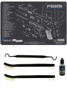 EDOG SIG P229 5 PC Cerus Gear Schematic (Exploded View) Heavy Duty Pistol Cleaning 12x17 Padded Gun-Work Surface Protector Mat Solvent & Oil Resistant & 3 PC Cleaning Essentials & Clenzoil