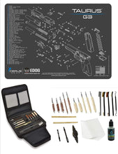 Load image into Gallery viewer, EDOG Gunslinger 20 PC Gun Cleaning Kit - Pistol Mat Compatible with Taurus G3 - Schematic (Exploded View) Mat, Gunslinger Universal .22 .38 .357 9mm .40 &amp; .45 Caliber Kit