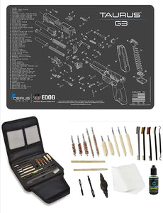 EDOG Gunslinger 20 PC Gun Cleaning Kit - Pistol Mat Compatible with Taurus G3 - Schematic (Exploded View) Mat, Gunslinger Universal .22 .38 .357 9mm .40 & .45 Caliber Kit