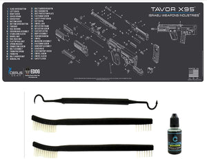 EDOG Tavor X95 Bull Pup 5 Pc Cerus Gear Schematic (Exploded View) Heavy Duty Rifle Cleaning 12”x36” Padded Gun-Work Surface Protector Mat Solvent & Oil Resistant & 4 Pc Cleaning Essentials