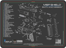 Load image into Gallery viewer, Smith &amp; Wesso M&amp;P SHIELD 5 PC EDOG Cerus Gear Schematic (Exploded View) Heavy Duty Pistol Cleaning 12x17 Padded Gun-Work Surface Protector Mat Solvent &amp; Oil Resistant &amp; 3 PC Cleaning Essentials &amp; Clen