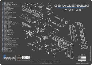 EDOG Taurus G2 5 PC Cerus Gear Schematic (Exploded View) Heavy Duty Pistol Cleaning 12x17 Padded Gun-Work Surface Protector Mat Solvent & Oil Resistant & 3 PC Cleaning Essentials & Clenzoil