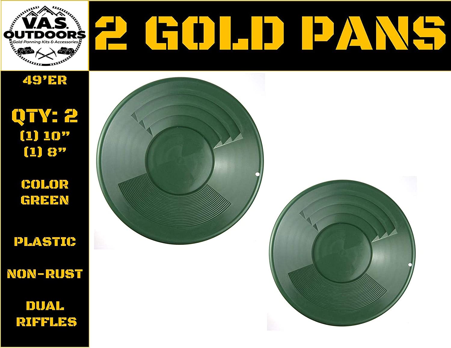 VAS 21 PC Green Backpackers Gold Panning Pan Essentials Kit