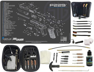 EDOG SIG P229 (Exploded View) PPistol Cleaning Mat & Range Warrior Handgun Cleaning Kit & E.D.O.G. Tac Pak Cleaning Essentials