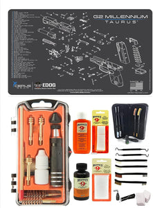 EDOG USA Outlaw 28 Pc Pistol Cleaning Kit - Compatible for Taurus TG2 - Schematic (Exploded View) Mat, Calibers 9MM to .45 & Tac Pak Pistol Cleaning Essentials Kit
