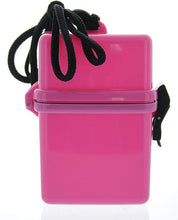 Load image into Gallery viewer, Pink Waterproof Cigarette Pack Case (Spills &amp; Splashes), with BIC Lighter &amp; Bonus RFID Protection Credit Card Sleeve! - Travel Beach Pool Boating &amp; Camping Hard ABS Plastic Lanyard &amp; Carabiner