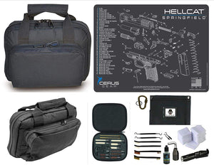 EDOG Springfield Armory Hellcat Promat & 11.5″ Double Gun Range Bag, Soft Padded & Compact & 28 PC Cleaning Essentials & Pro Mat Kit