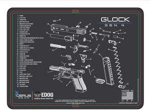 EDOG Gunslinger 20 PC Gun Cleaning Kit - Pistol Mat Compatible with Gen4 - Schematic (Exploded View) Mat, Gunslinger Universal .22 .38 .357 9mm .40 & .45 Caliber Kit