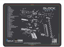 Load image into Gallery viewer, RangeMaster Elite EDC Bag Gun Cleaning Kit- Compatible for Gen4 - Schematic Mat (Exploded View) with Hoppes Gun Oil No.9 Solvent &amp; Patches Clenzoil CLP 10 Pc Cleaning Accessories Set