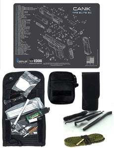 Pistolero 14 Pc 9MM.38 & .357 Pc Gun Cleaning Kit - Compatible for Canik TP9 Elite SC - Schematic (Exploded View) Mat, Pistolero Caliber Specific 9 MM, 38 & 357