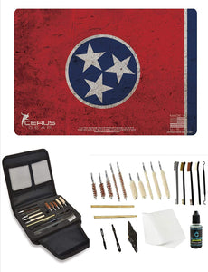 EDOG Gunslinger 20 PC Gun Cleaning Kit - Pistol Mat Tenesse State Flag Handgun Honor & Pride Pistol Mat & Gunslinger .22 .38 .357 9MM .45 Gun Cleaning Kit