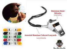 Load image into Gallery viewer, EDOG Metal COACHES SPORTS WHISTLE - Perfect for Referees Officials, Police, Lifeguards &amp; EmergencY- Set of 2 With Lanyards - Sports Whistles