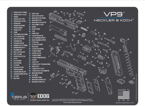 EDOG Premier 30 Pc Gun Cleaning System - Compatible with Heckler & Koch HK VP9 - Schematic (Exploded View) Mat, Range Warrior Universal .22 9mm - .45 Kit & Tac Book Accessories Set