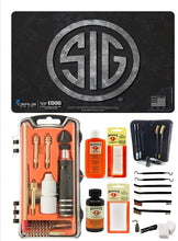 Load image into Gallery viewer, EDOG USA Outlaw 28 Pc Pistol Cleaning Kit - Compatible for Sig Sauer Pistols - Sig Logo Mat, Calibers 9MM to .45 &amp; Tac Pak Pistol Cleaning Essentials Kit