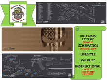 Load image into Gallery viewer, SKS Gun Cleaning Mat - Schematic (Exploded View) Diagram Compatible with SKS Rifles 3 mm Padded Pad Protects Your Firearm Magazines Bench Table Surfaces Oil Solvent Resistant