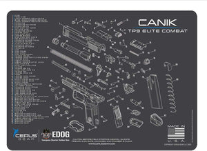 EDOG USA BANDIT 29 Pc Pistol Cleaning System - Compatible with Canik TP9 Elite Combat - Schematic (Exploded View) Mat, Range Warrior Universal .22 9mm - .45 Kit & Clenzoil CLP & Hoppes Gun Oil & Patchs