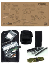 Load image into Gallery viewer, EDOG USA Pistolero 14 Pc 9MM.38 &amp; .357 Pc Gun Cleaning Kit - Compatible for Sig Sauer P320 - Tan Instructional - Instructional Step by Step Pistol Mat, Pistolero Caliber Specific 9 MM, 38 &amp; 357