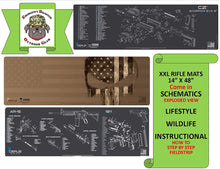 Load image into Gallery viewer, Shadow Gun Cleaning Mat - Shadow Board Distressed Old Glory Back Ground 1:1 Parts Placement XXL 14 X 48 3 mm Padded Pad Protects Your Firearm Magazines Bench Table Surfaces Oil Solvent Resistant