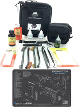 Load image into Gallery viewer, RangeMaster Elite EDC Bag Gun Cleaning Kit- Compatible for Beretta PX4 - Schematic Mat (Exploded View) with Hoppes Gun Oil No.9 Solvent &amp; Patches Clenzoil CLP 10 Pc Cleaning Accessories Set