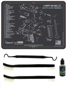 Smith & Wesso M&P SHIELD 5 PC EDOG Cerus Gear Schematic (Exploded View) Heavy Duty Pistol Cleaning 12x17 Padded Gun-Work Surface Protector Mat Solvent & Oil Resistant & 3 PC Cleaning Essentials & Clen
