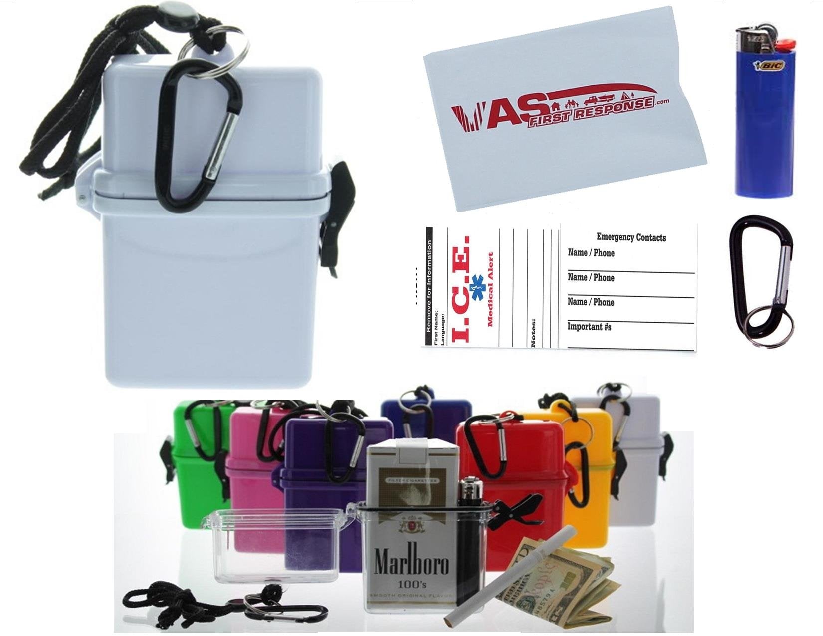 Waterproof Cigarette Case, with BIC Lighter Carabiner