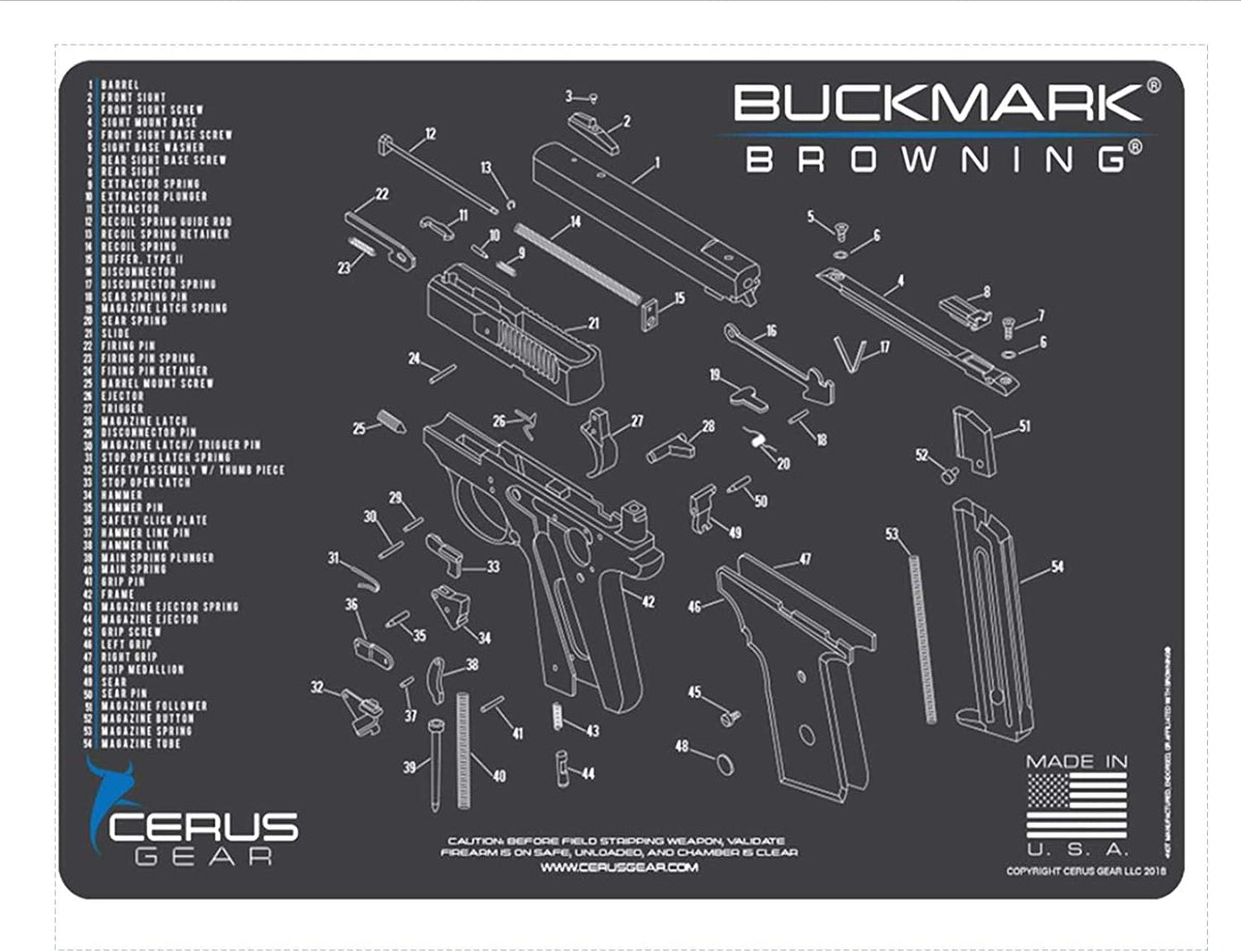 Browning Buckmark Cerus Gear Schematic (Exploded View) Heavy Duty Pist ...