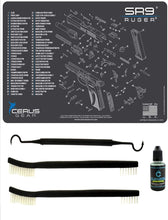Load image into Gallery viewer, EDOG Ruger SR9 5 PC Cerus Gear Schematic (Exploded View) Heavy Duty Pistol Cleaning 12x17 Padded Gun-Work Surface Protector Mat Solvent &amp; Oil Resistant &amp; 3 PC Cleaning Essentials &amp; Clenzoil