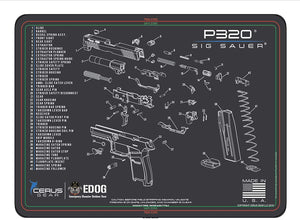 EDOG P320 Gunslinger 20 PC Gun Cleaning Kit - Pistol Mat Compatible for Sig Sauer P320 Pistols- Schematic (Exploded View) Pistol ProMat Gunslinger Universal .22 .38 .357 9mm .40 & .45 Caliber Kit