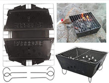 Load image into Gallery viewer, Portable Folding Barbecue Grill Stove Bag &amp; SE BG107 Stove Bar-B-Que Grill Kits | Molle Straps | Carabiner Hooks | Backpacking | Hiking |Tail Gate Cooking (Deluxe Bag, Stove &amp; Wise FIRE)