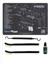 Load image into Gallery viewer, EDOG SIG P365 5 PC Cerus Gear Schematic (Exploded View) Heavy Duty Pistol Cleaning 12x17 Padded Gun-Work Surface Protector Mat Solvent &amp; Oil Resistant &amp; 3 PC Cleaning Essentials &amp; Clenzoil