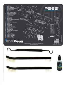 EDOG SIG P365 5 PC Cerus Gear Schematic (Exploded View) Heavy Duty Pistol Cleaning 12x17 Padded Gun-Work Surface Protector Mat Solvent & Oil Resistant & 3 PC Cleaning Essentials & Clenzoil