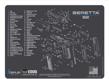 Load image into Gallery viewer, EDOG Gunslinger 20 PC Gun Cleaning Kit - Pistol Mat Compatible with Beretta 92 - Schematic (Exploded View) Mat, Gunslinger Universal .22 .38 .357 9mm .40 &amp; .45 Caliber Kit