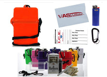 Load image into Gallery viewer, Orange Waterproof Cigarette Pack Case (Spills &amp; Splashes), with BIC Lighter &amp; Bonus RFID Protection Credit Card Sleeve! - Travel Beach Pool Boating &amp; Camping Hard ABS Plastic Lanyard &amp; Carabiner