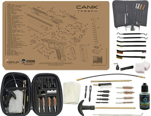EDOG Premier 30 Pc Gun Cleaning System - Compatible with Canik TP9 - Tan - Schematic (Exploded View) Mat, Range Warrior Universal .22 9mm - .45 Kit & Accessories Set