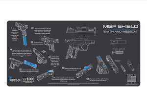 Compatible for Smith & Wesso S&W M&P Shield - Instructional Step by Step Field Stripping Heavy Duty Cleaning 12x27 Padded Gun Work Surface Protector Mat Solvent & Oil Resistant