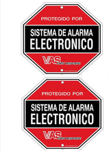 Load image into Gallery viewer, 4 Home Security Alarm System Window SPANISH Warning Decal Stickers - 4x4 In. Surface Mount Commercial Grade Vinyl Scratch &amp; Fade Resistant Window Door Display Case Burglar Deterrence Sticker Decals