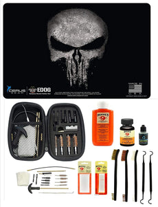 Range Warrior 27 Pc Gun Cleaning Kit -Featuring The Reaper Distressed Mat .22 9mm - .45 Kit