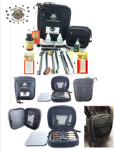 Load image into Gallery viewer, RangeMaster Elite EDC Bag Gun Cleaning Kit- Compatible for Springfield Armory Hellcat - Tan - Schematic Mat (Exploded View) with Hoppes Gun Oil No.9 Solvent &amp; Patches Clenzoil CLP &amp; 10PC Accessories