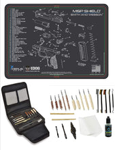 Load image into Gallery viewer, EDOG S&amp;W M&amp;P Shield Promat &amp; 20 Pc Gunslinger Universal Handgun Cleaning Kit | Clenzoil CLP | Brushes | Mops | Patchs | Jags | .22 - .45 Caliber