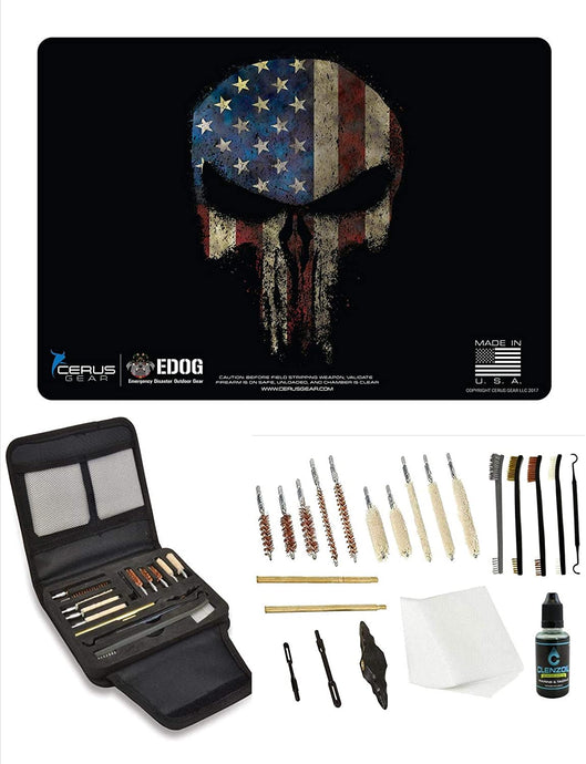 EDOG Gunslinger 20 PC Gun Cleaning Kit - Pistol Mat The Reaper Handgun Honor & Pride Pistol Mat & Gunslinger .22 .38 .357 9MM .45 Gun Cleaning Kit