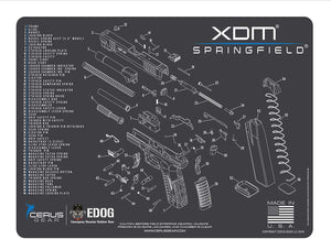 EDOG Gunslinger 20 PC Gun Cleaning Kit - Pistol Mat Compatible with Springfield Armory XDM - Schematic (Exploded View) Mat, Gunslinger Universal .22 .38 .357 9mm .40 & .45 Caliber Kit