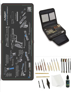 EDOG Gunslinger 20 PC Gun Cleaning Kit - Pistol Mat Compatible with S&W M&P - Instructional Step by Step Pistol Mat, Gunslinger Universal .22 .38 .357 9mm .40 & .45 Caliber Kit