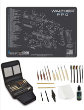 Load image into Gallery viewer, EDOG Walther PPQ Promat &amp; 20 Pc Gunslinger Universal Handgun Cleaning Kit | Clenzoil CLP | Brushes | Mops | Patchs | Jags | .22 - .45 Caliber