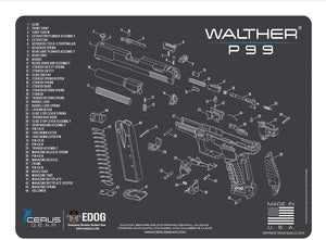 EDOG USA Outlaw 28 Pc Pistol Cleaning Kit - Compatible for Walther P99 - Schematic (Exploded View) Mat, Calibers 9MM to .45 & Tac Pak Pistol Cleaning Essentials Kit