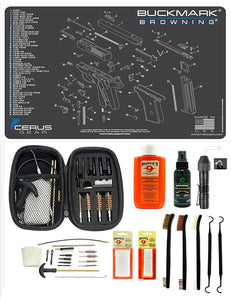 EDOG USA BANDIT 29 Pc Pistol Cleaning System - Compatible with Browning Buckmark - Schematic (Exploded View) Mat, Range Warrior Universal .22 9mm - .45 Kit & Clenzoil CLP & Hoppes Gun Oil & Patchs