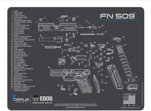 EDOG USA BANDIT 29 Pc Pistol Cleaning System - Compatible with Fabrique Nationale FN509 - Schematic (Exploded View) Mat, Range Warrior Universal .22 9mm - .45 Kit & Clenzoil CLP & Hoppes Gun Oil & Patchs