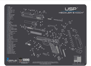 EDOG Premier 30 Pc Gun Cleaning System - Compatible with Heckler & Koch HK USP Schematic (Exploded View) Mat, Range Warrior Universal .22 9mm - .45 Kit & Tac Book Accessories Set