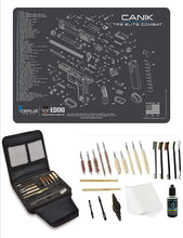Load image into Gallery viewer, EDOG Gunslinger 20 PC Gun Cleaning Kit - Pistol Mat Compatible with Canik TP9 Elite Combat - Schematic (Exploded View) Mat, Gunslinger Universal .22 .38 .357 9mm .40 &amp; .45 Caliber Kit