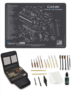 EDOG Gunslinger 20 PC Gun Cleaning Kit - Pistol Mat Compatible with Canik TP9 Elite Combat - Schematic (Exploded View) Mat, Gunslinger Universal .22 .38 .357 9mm .40 & .45 Caliber Kit