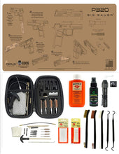 Load image into Gallery viewer, EDOG USA BANDIT 29 Pc Pistol Cleaning System - Compatible with Sig Sauer P320 - Schematic (Exploded View) Mat, Range Warrior Universal .22 9mm - .45 Kit &amp; Clenzoil CLP &amp; Hoppes Gun Oil &amp; Patchs